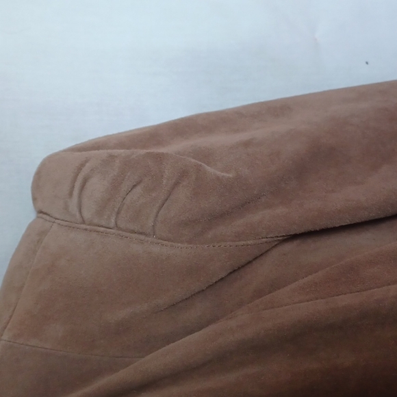 Vintage Split End Ltd Tan Suede Open Front, high collar Jacket Size 11/12 - Picture 3 of 8